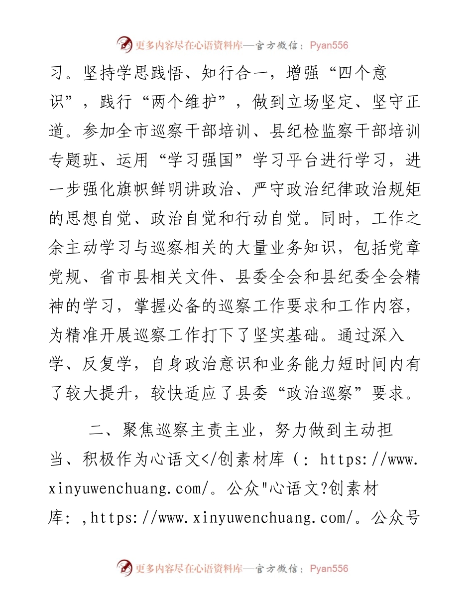 巡察干部在组织考察时的个人工作总结.docx_第2页
