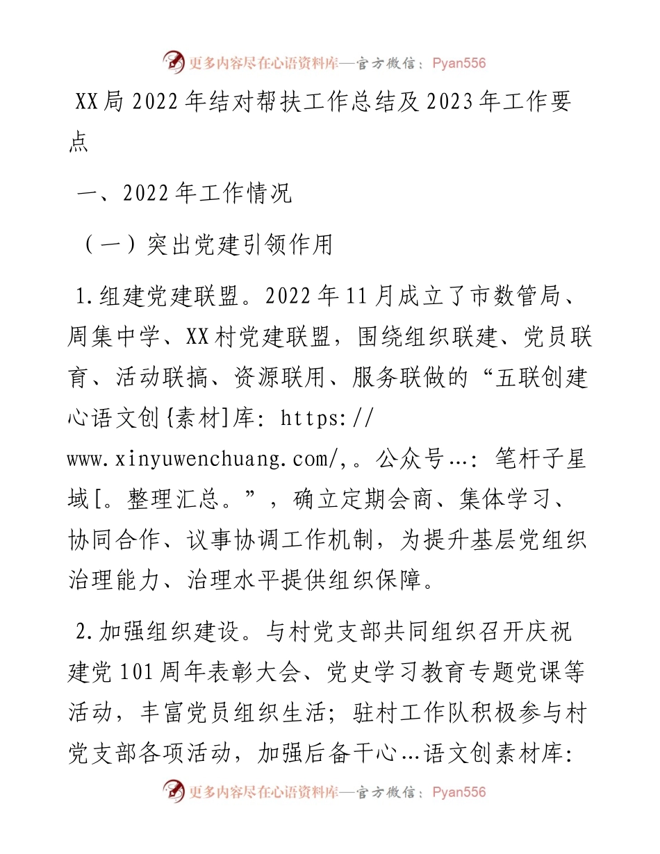 局结对帮扶工作总结及2023年工作要点.docx_第1页