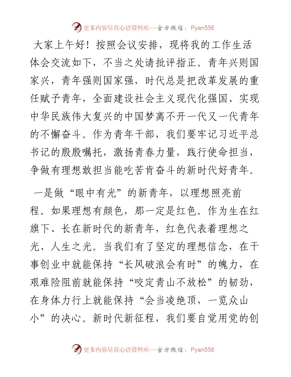 在青年座谈会上的交流发言.docx_第1页