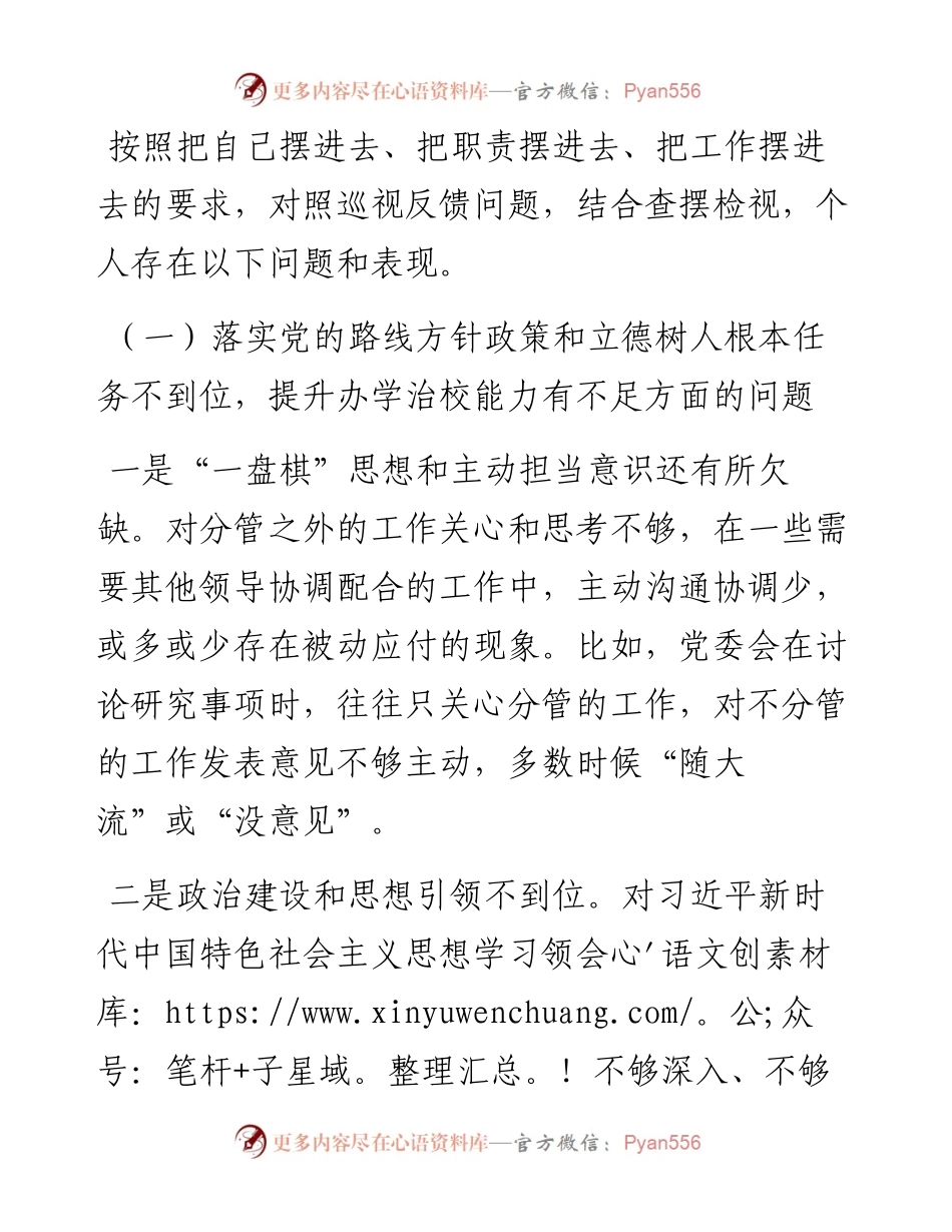 巡视整改专题民主生活会个人发言提纲.docx_第2页
