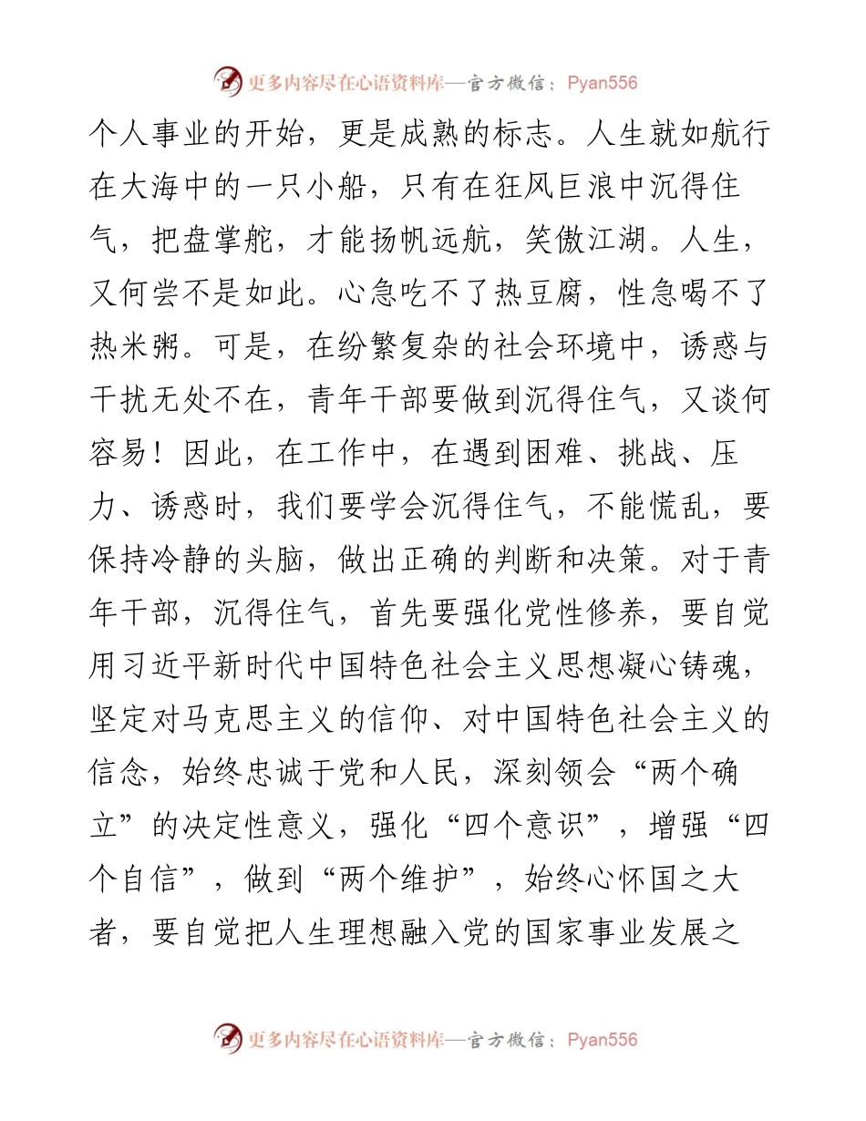 在青年干部座谈会上的讲话：青年干部要“沉得住气、弯得下腰、抬得起头”.docx_第2页