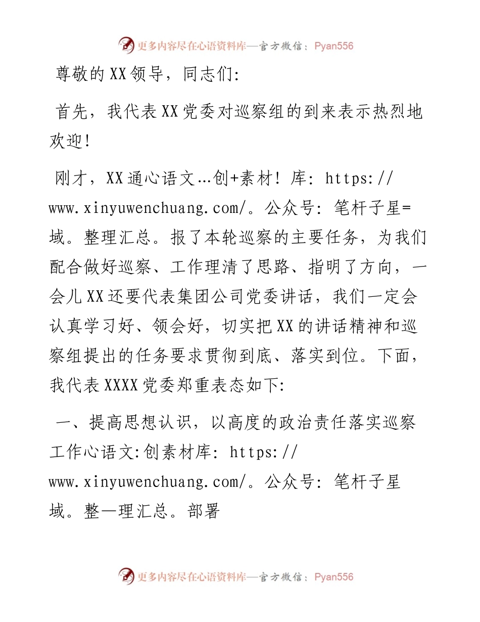 巡察工作动员会议上的表态发言.docx_第1页