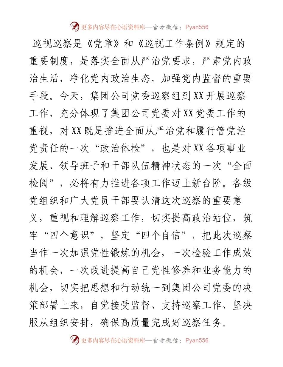 巡察工作动员会议上的表态发言.docx_第2页