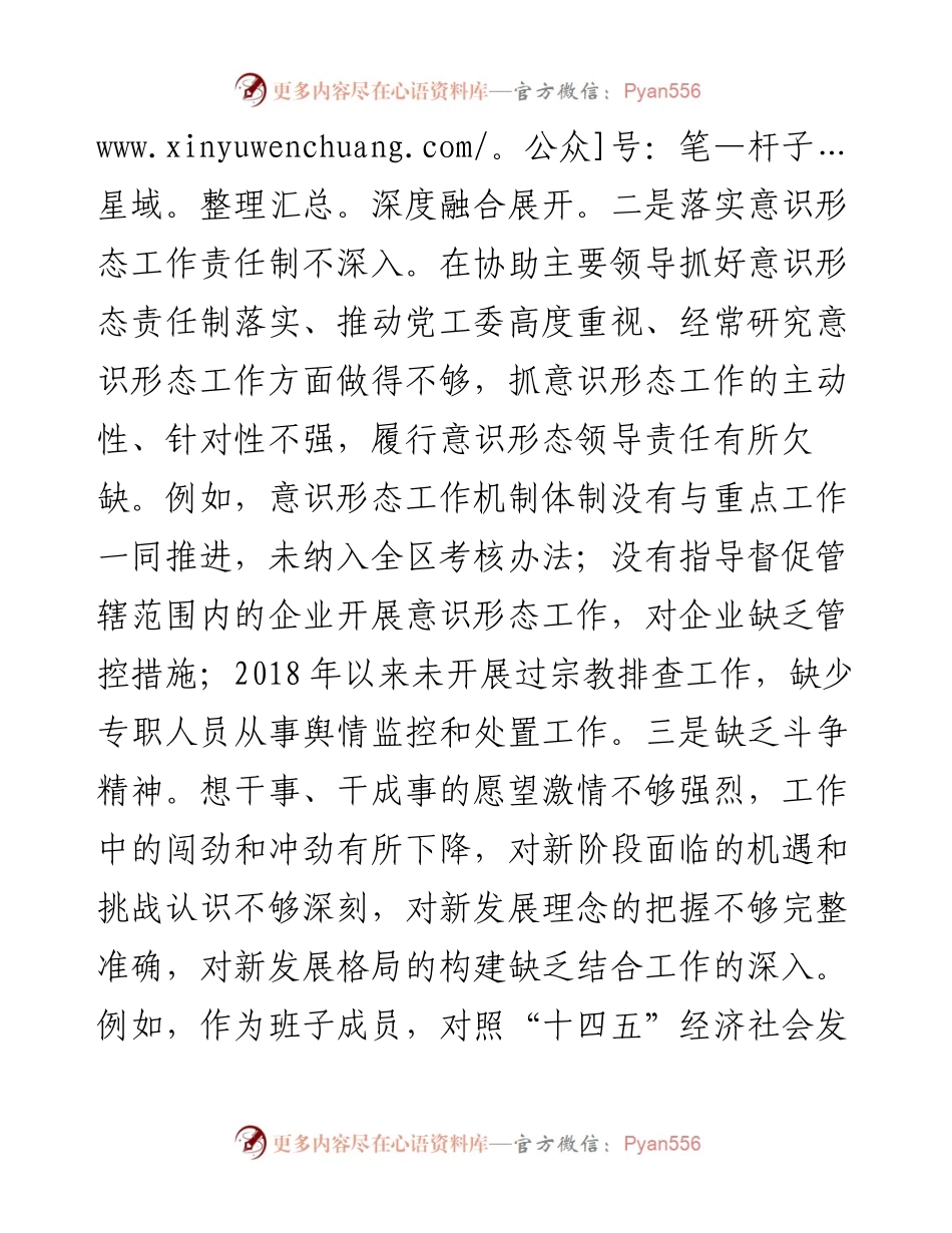 巡察整改专题民主生活会对照检查材料.docx_第2页