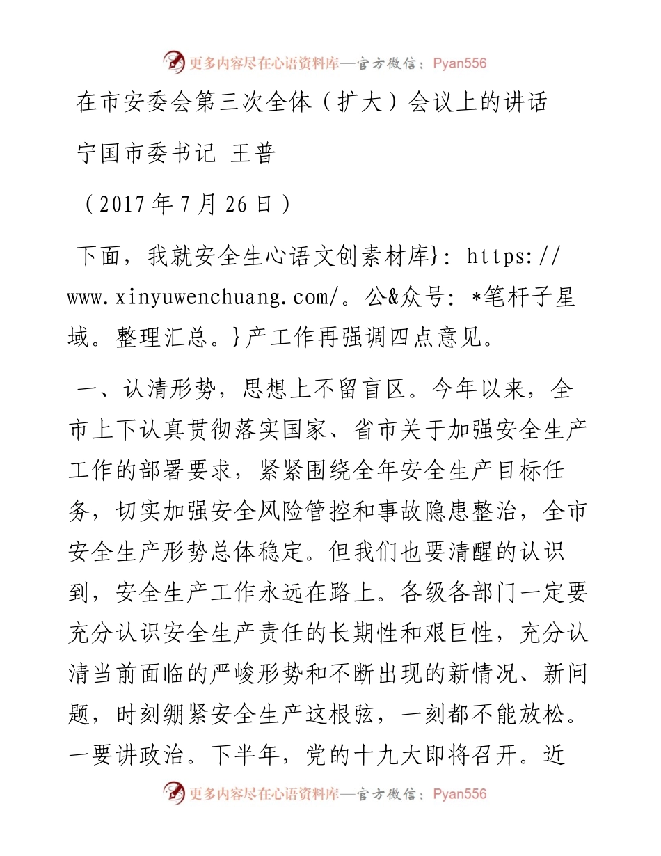 在市安委会第三次全体（扩大）会议上的讲话.docx_第1页