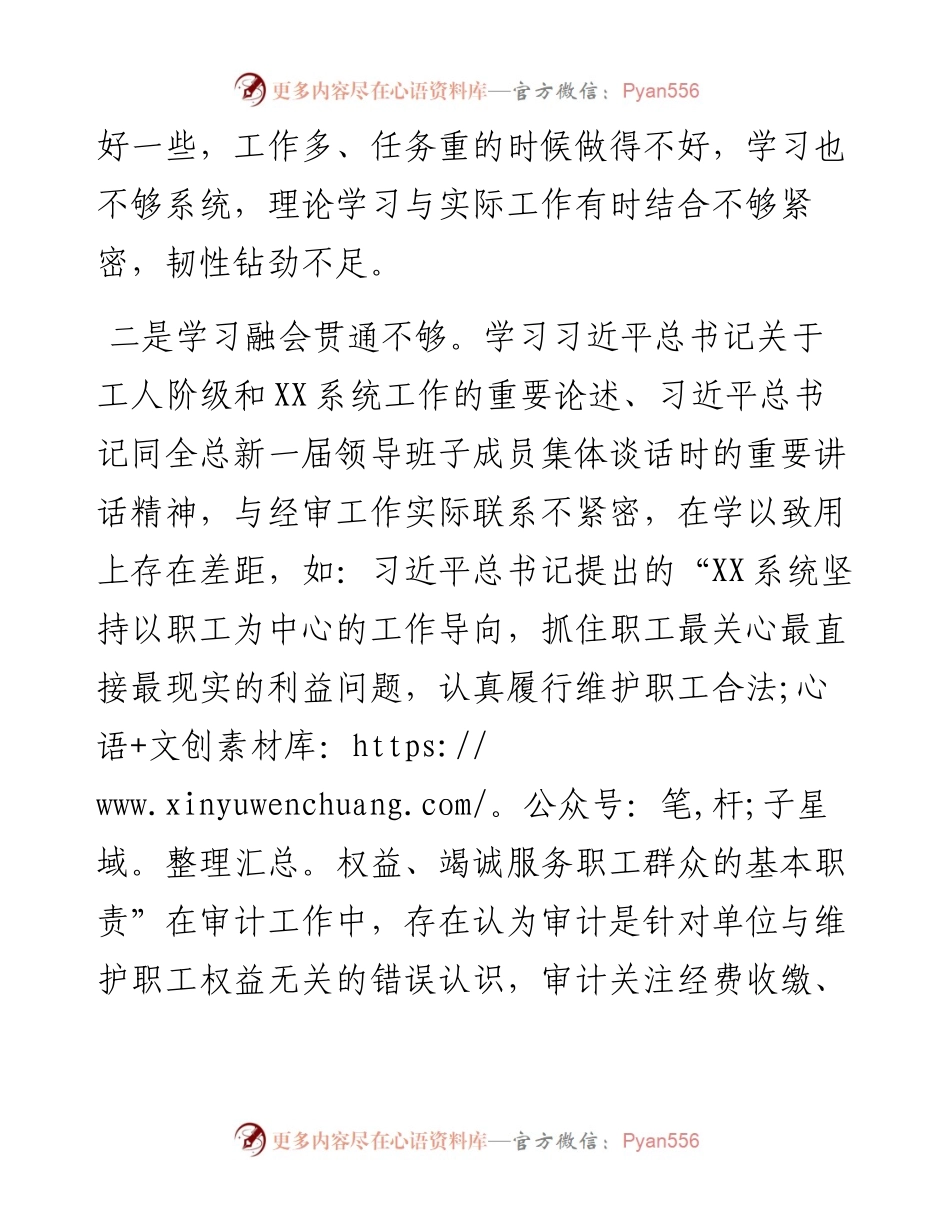 审计干部度组织生活会四个方面个人对照检查发言材料.docx_第2页