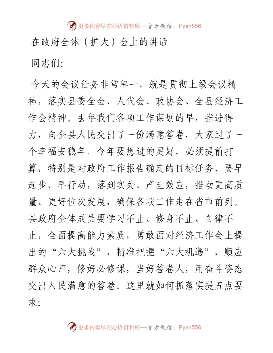 在政府全体（扩大）会上的讲话_4.docx_第1页