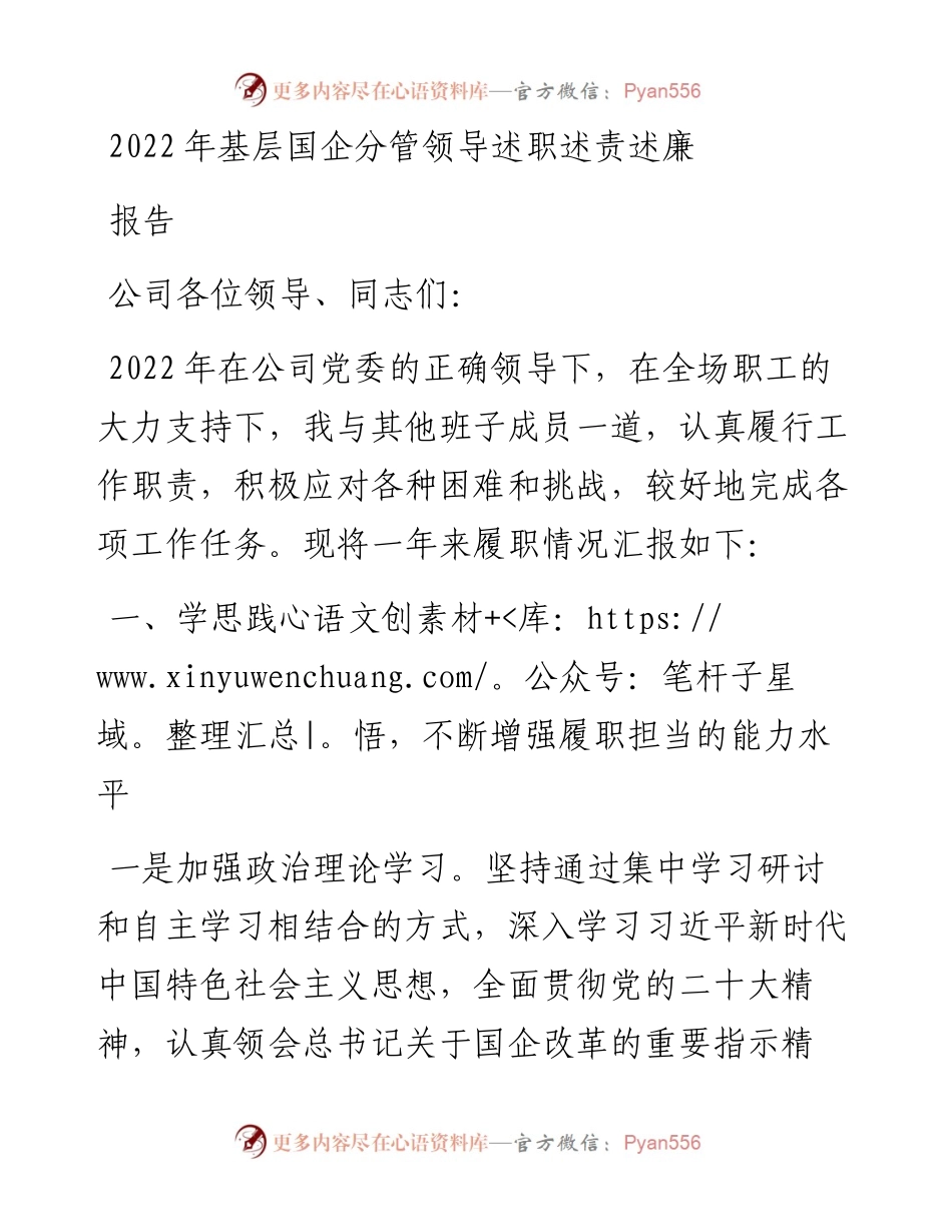 基层国企分管领导述职述责述廉报告.docx_第1页