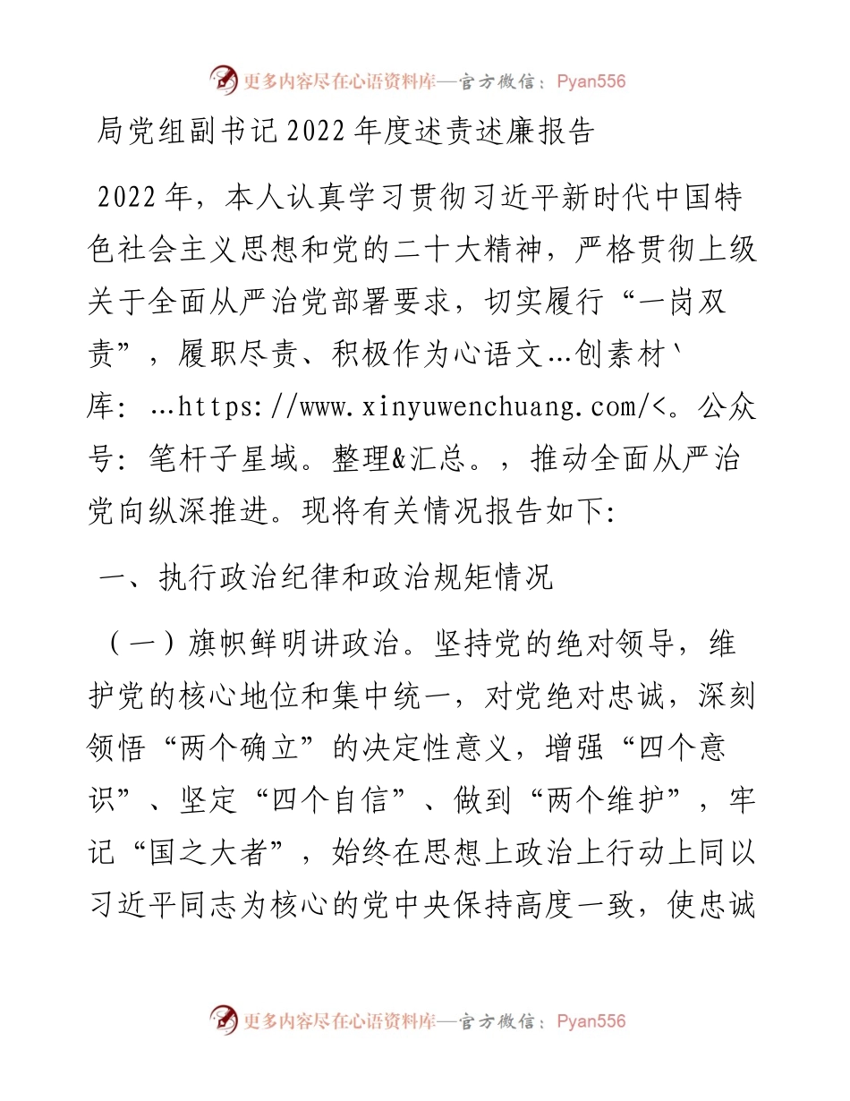 局党组副书记度述责述廉报告.docx_第1页