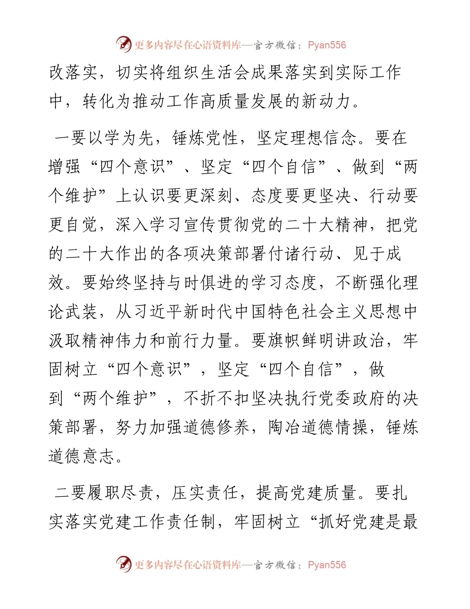在度党支部组织生活会和民主评议党员大会上的点评讲话.docx_第2页