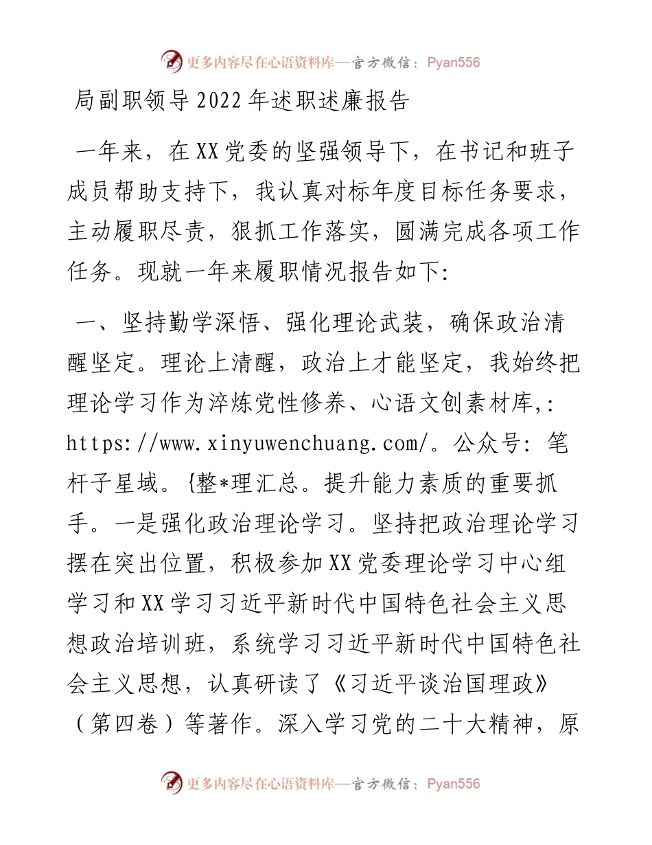 局副职领导述职述廉报告.docx_第1页