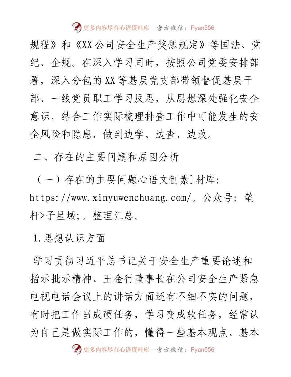 安全生产专题民主生活会副职个人对照检查材料.docx_第2页