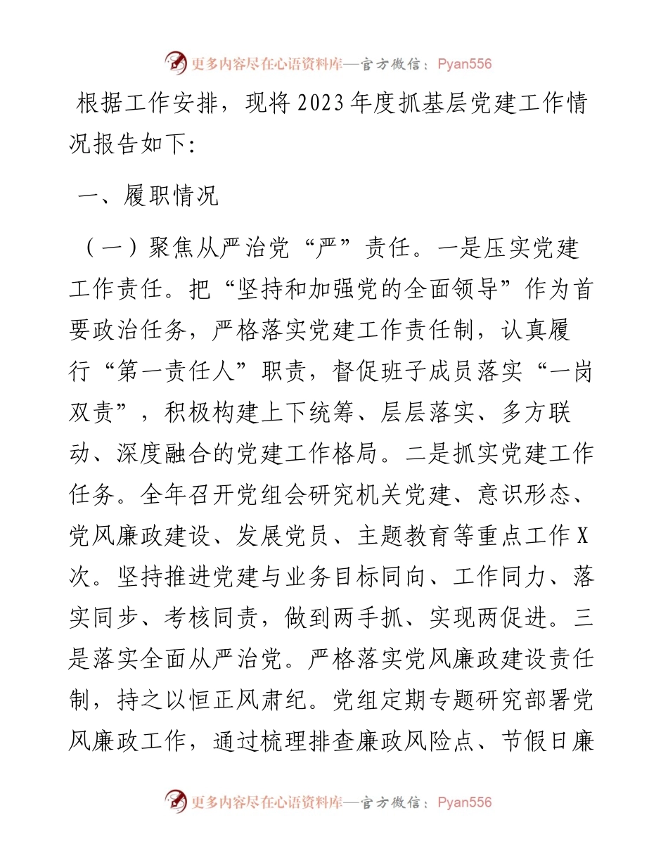 局2023年度抓基层党建工作述职报告暨党建工作总结.docx_第1页