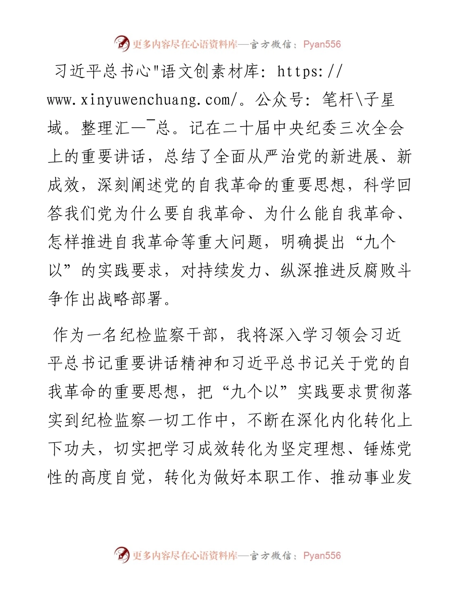 学习贯彻二十届中央纪委三次全会交流研讨材料.docx_第1页