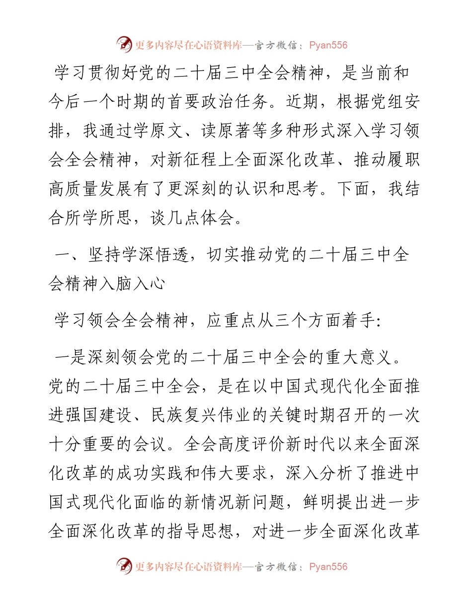 在理论中心组学习研讨二十届三中全会精神发言提纲.docx_第1页