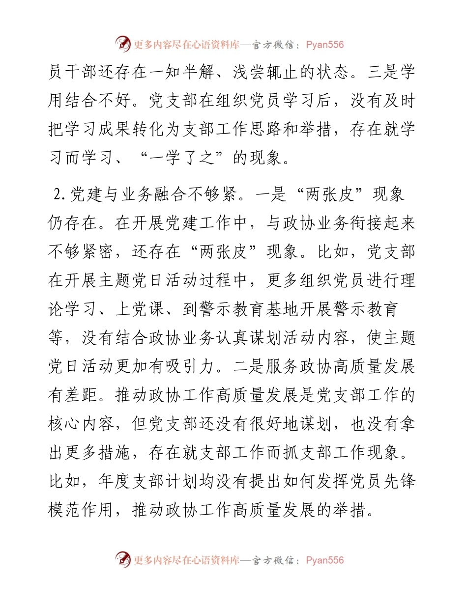 在度组织生活上对党支部班子及支委成员的批评意见.docx_第2页