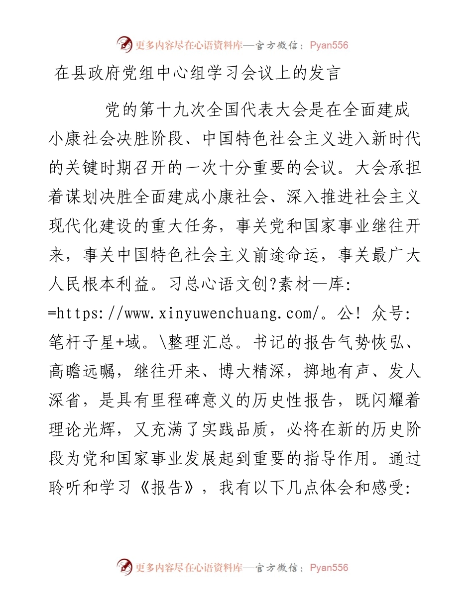 在县政府党组中心组学习会议上的发言.docx_第1页