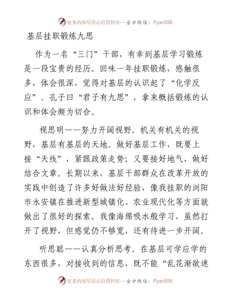 基层挂职锻炼九思.docx_第1页