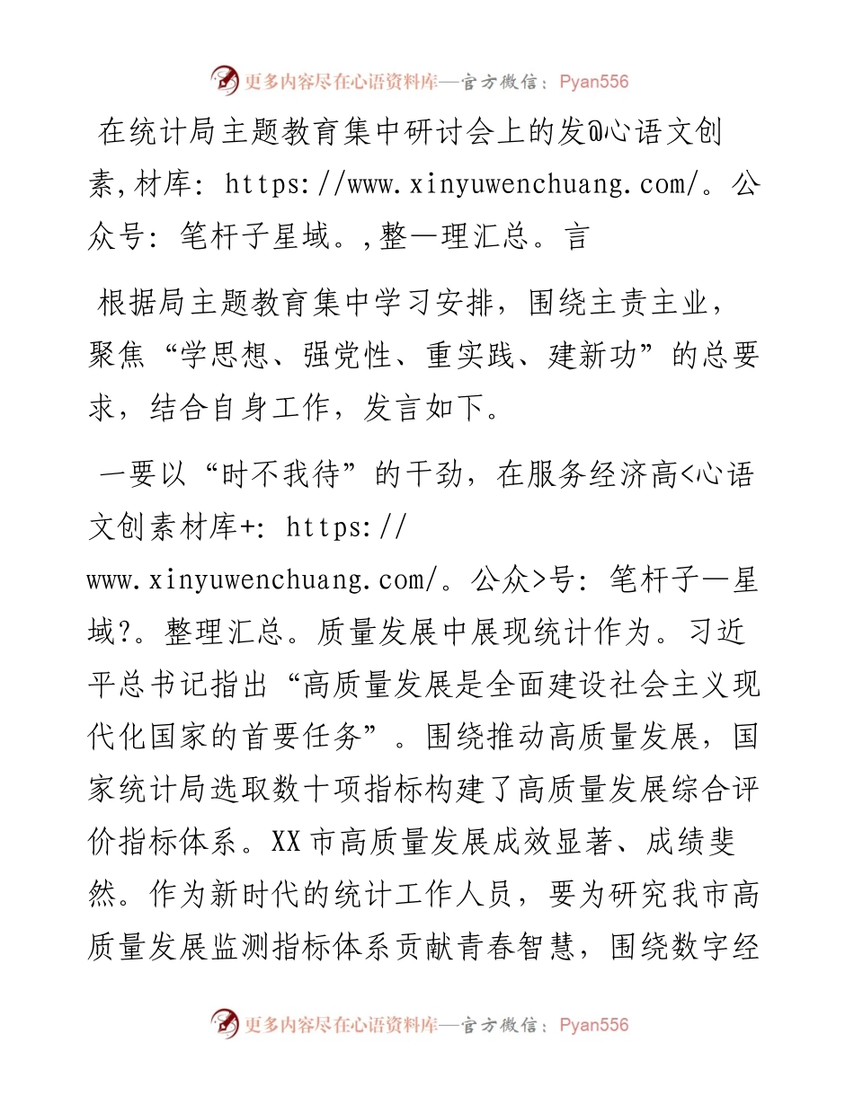 在统计局主题教育集中研讨会上的发言.docx_第1页