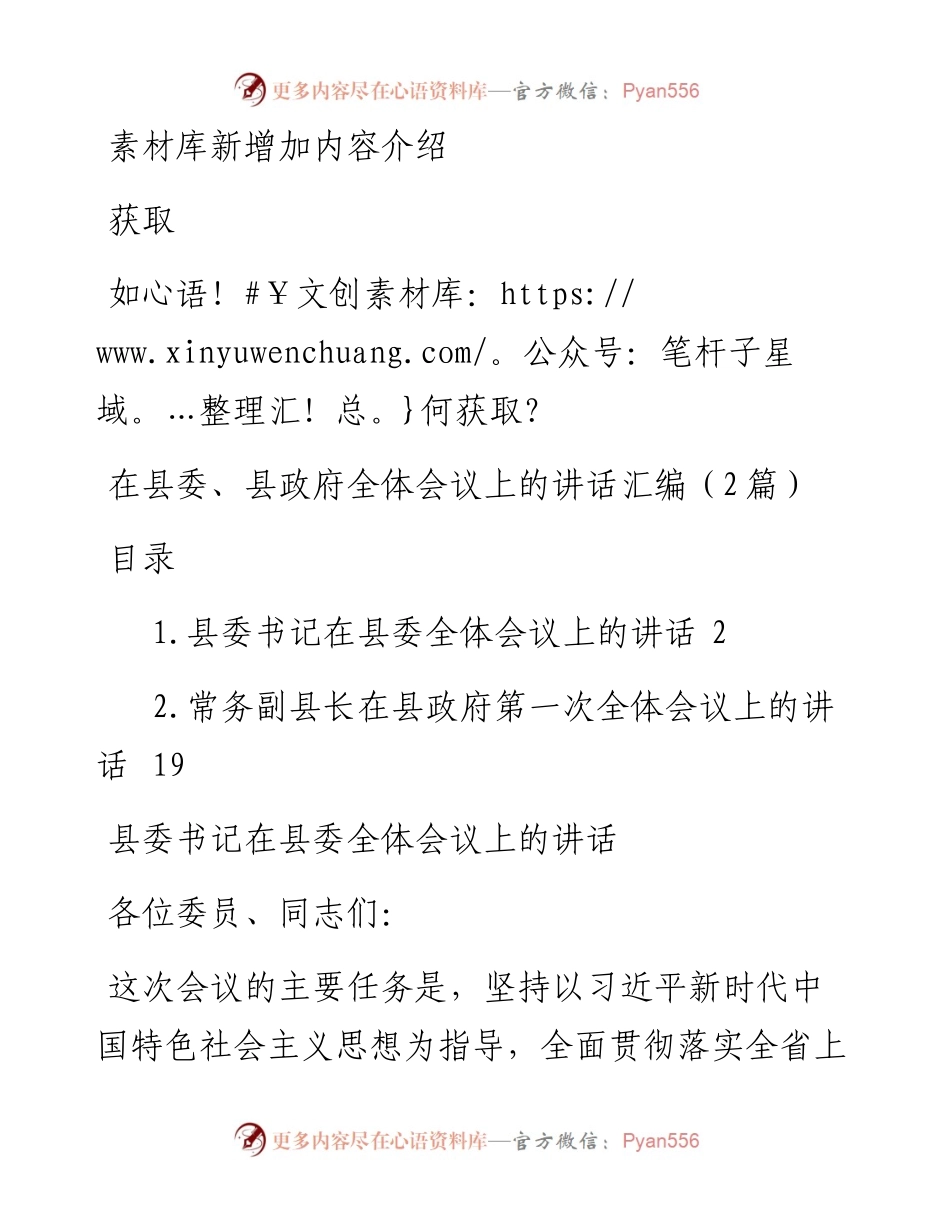 在县委、县政府全体会议上的讲话汇编（2篇）.docx_第1页
