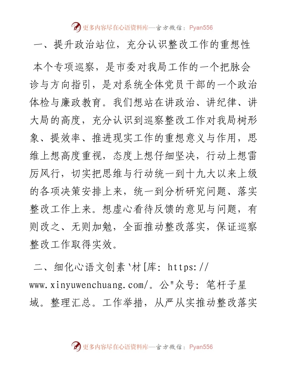 局长在落实市委巡察组反馈意见整改工作动员会上的致辞.docx_第2页