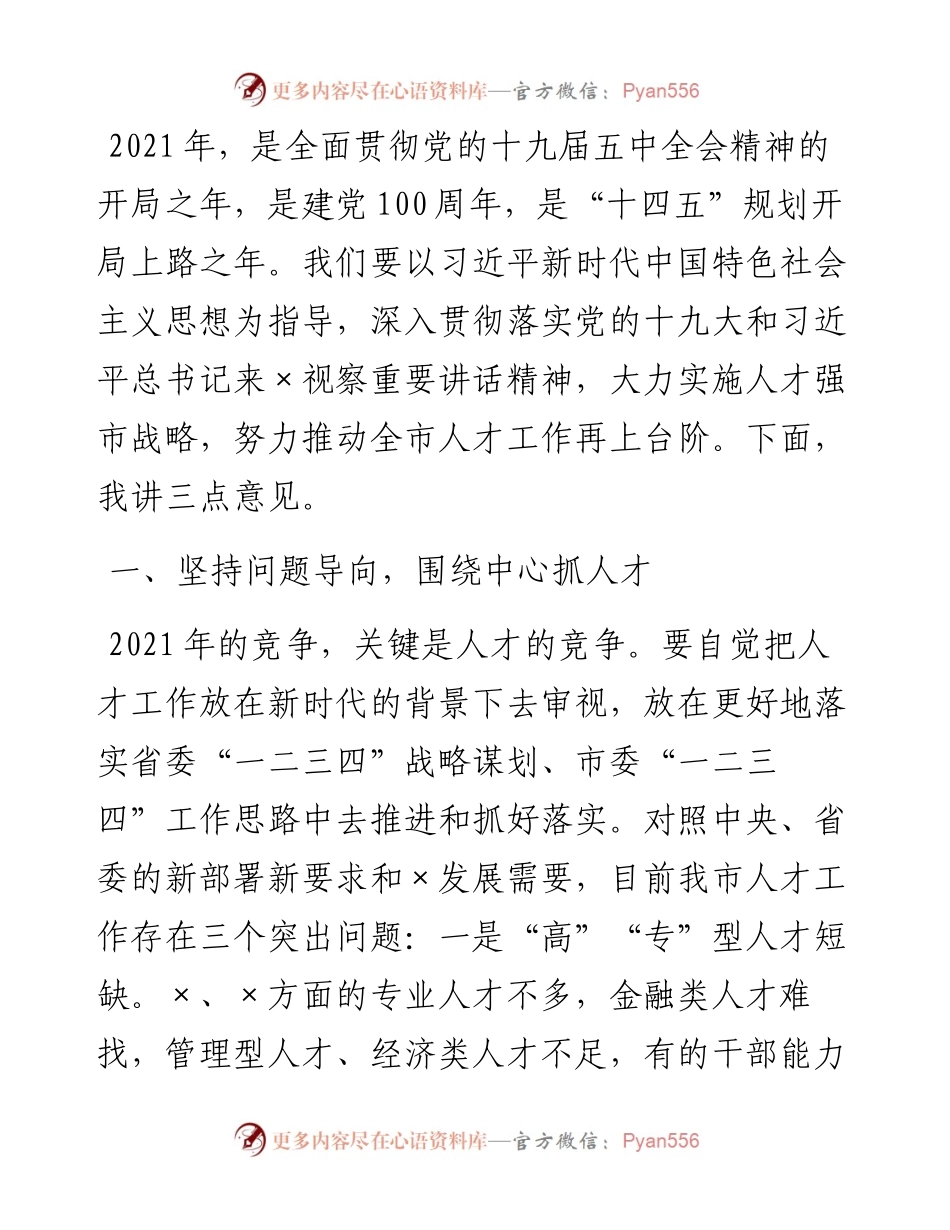 在市人才工作领导小组第一次会议上的讲话.docx_第2页