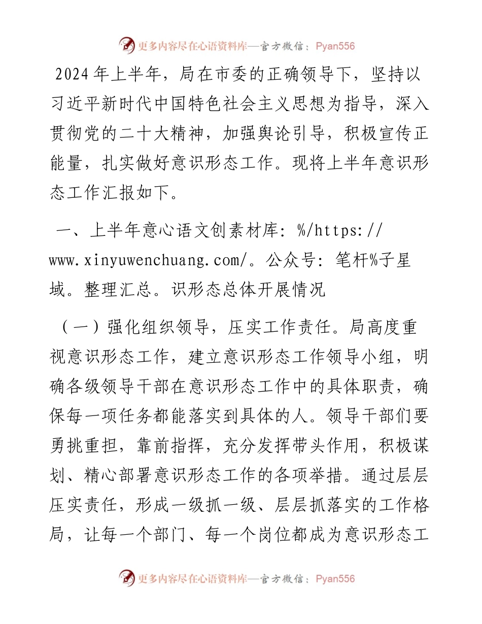 局2024年上半年意识形态分析研判报告.docx_第1页