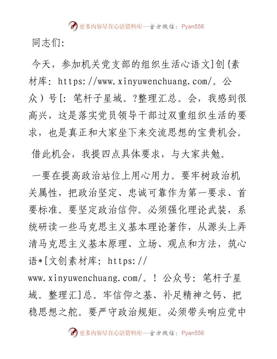 在市局专题组织生活会上的讲话.docx_第1页