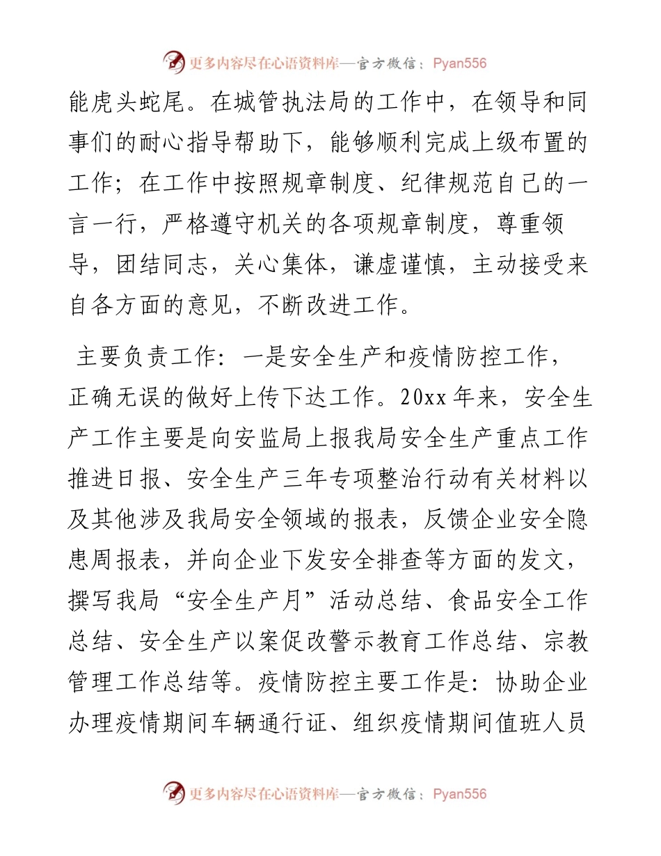 城管执法局干部个人工作总结.docx_第2页