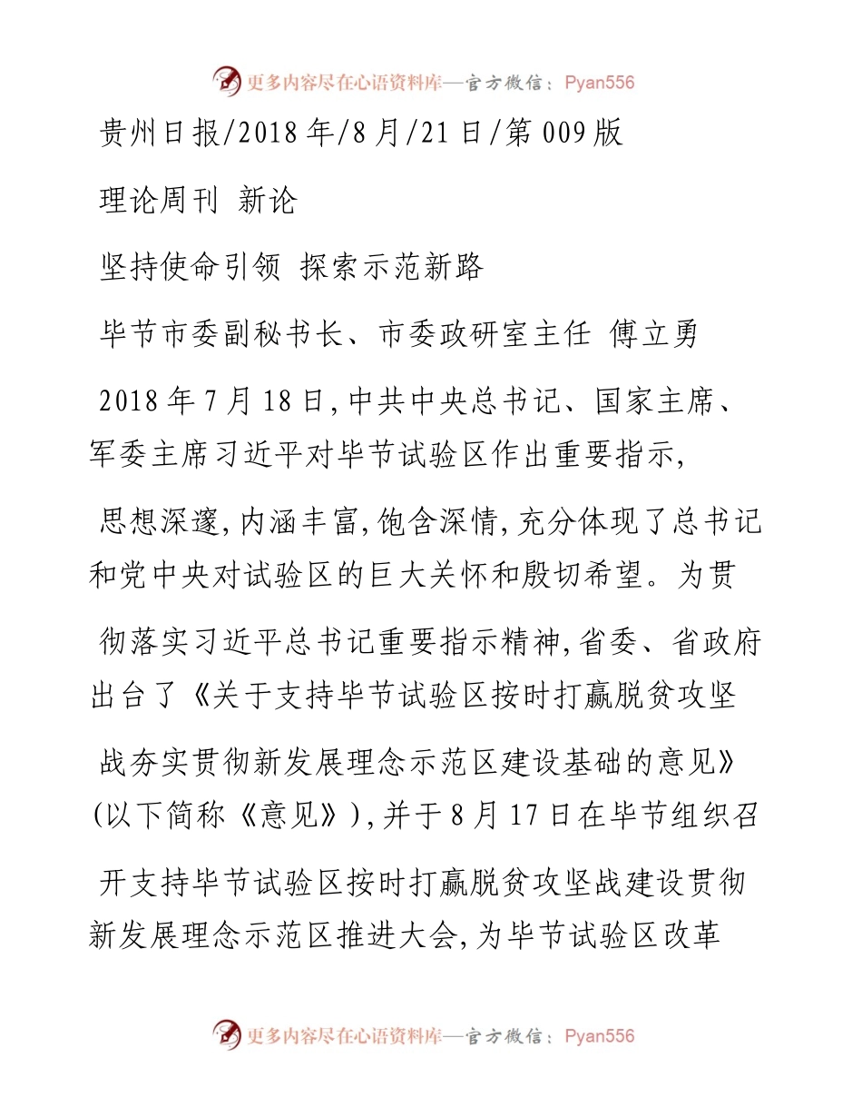 坚持使命引领__探索示范新路_傅立勇.docx_第1页