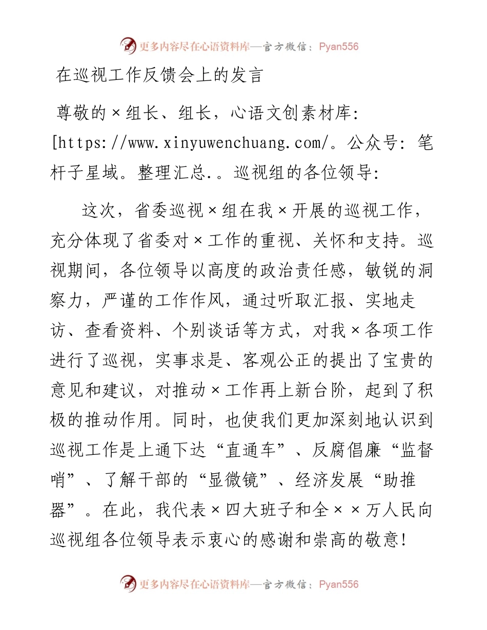 在巡视工作反馈会上的发言.docx_第1页