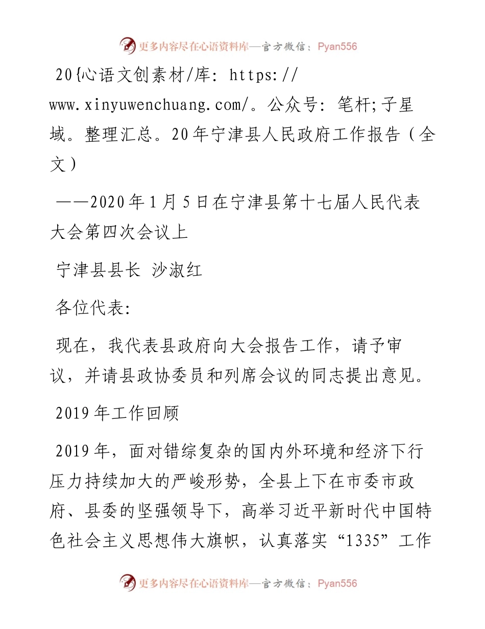 宁津县人民政府工作报告（全文）.docx_第1页