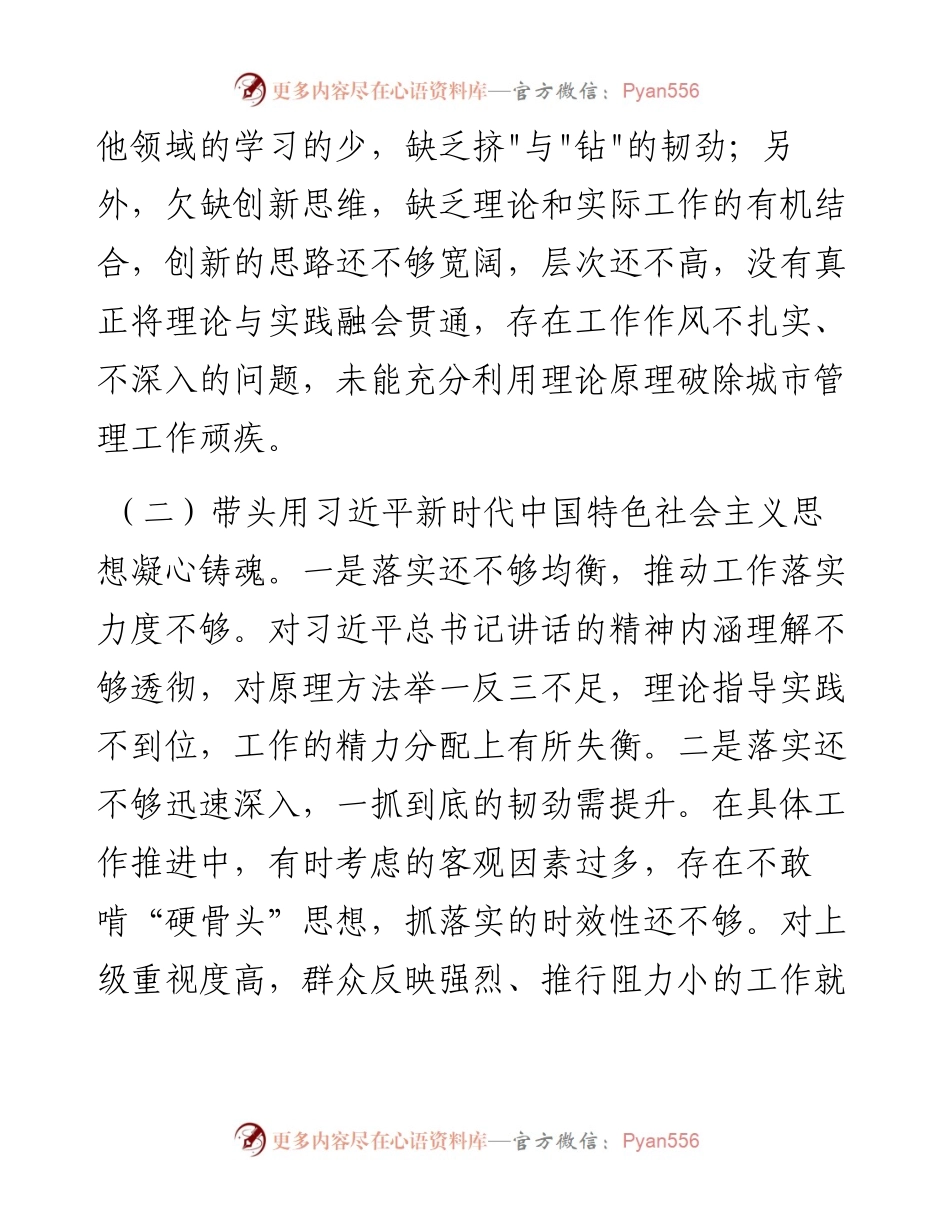 城管局领导干部民主生活会个人对照检查材料.docx_第2页