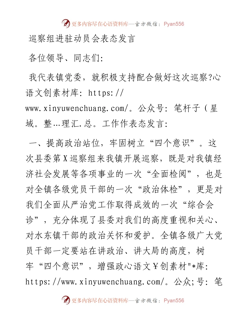 巡察组进驻动员会表态发言.docx_第1页