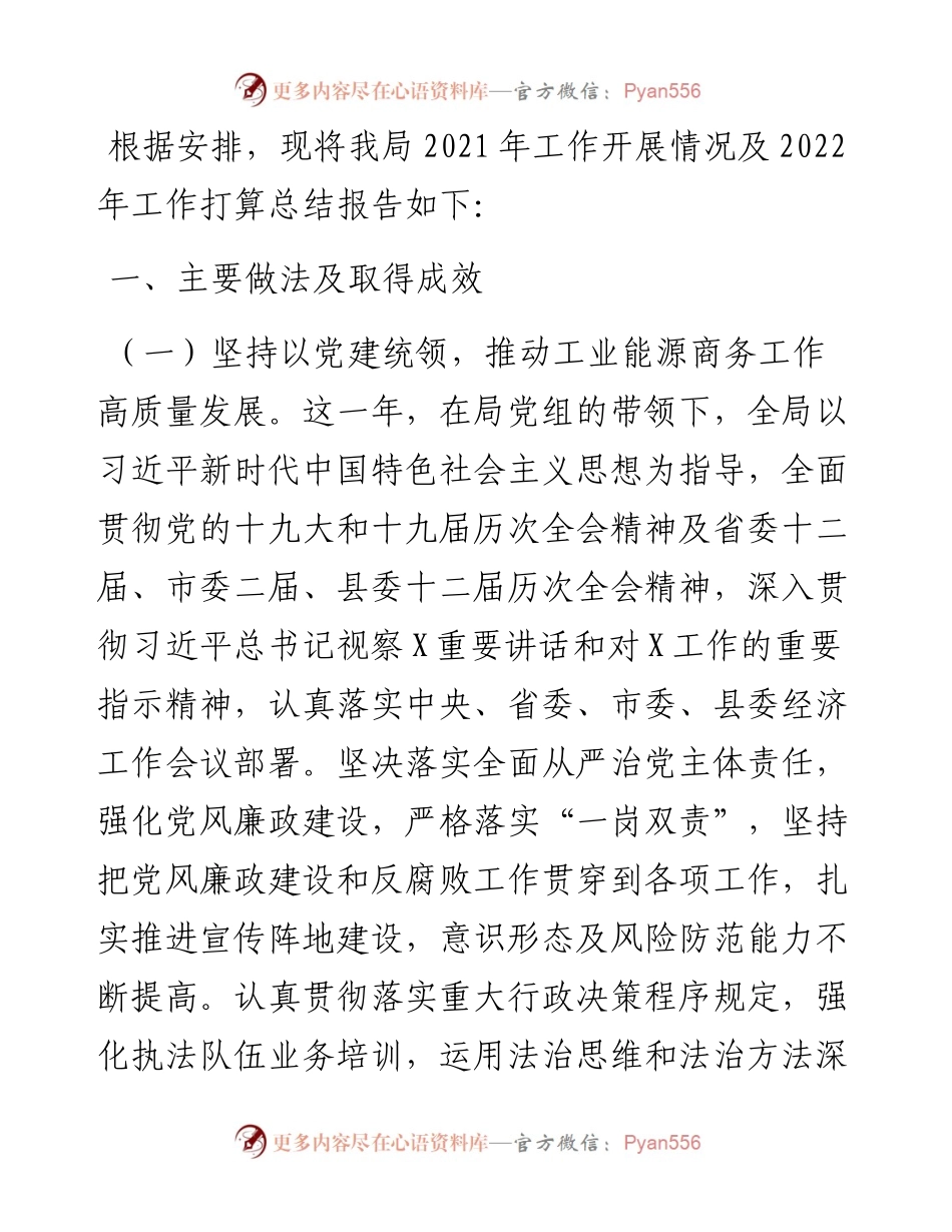 工业和信息化局工作总结及工作打算.docx_第1页