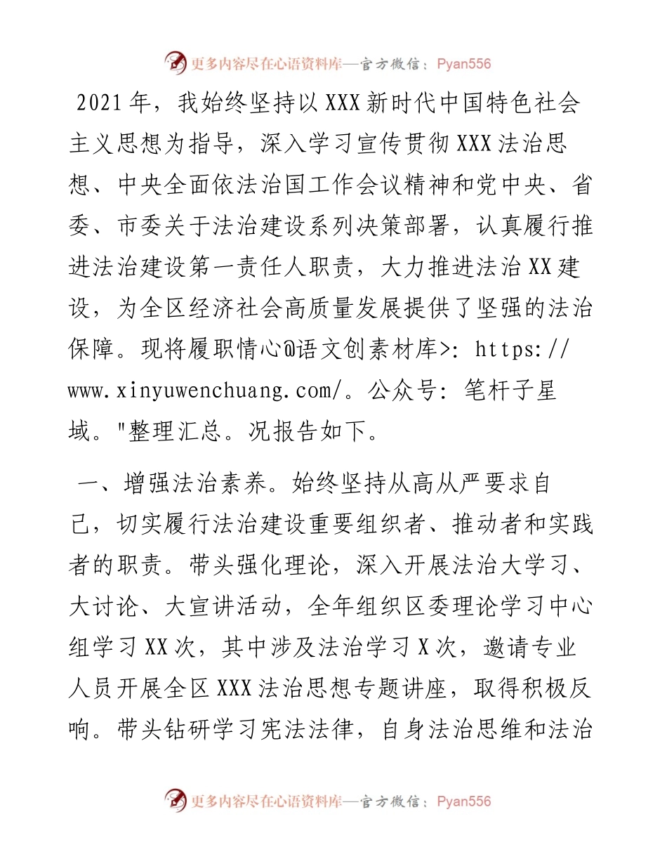 履行推进法治建设第一责任人职责述职报告.docx_第1页
