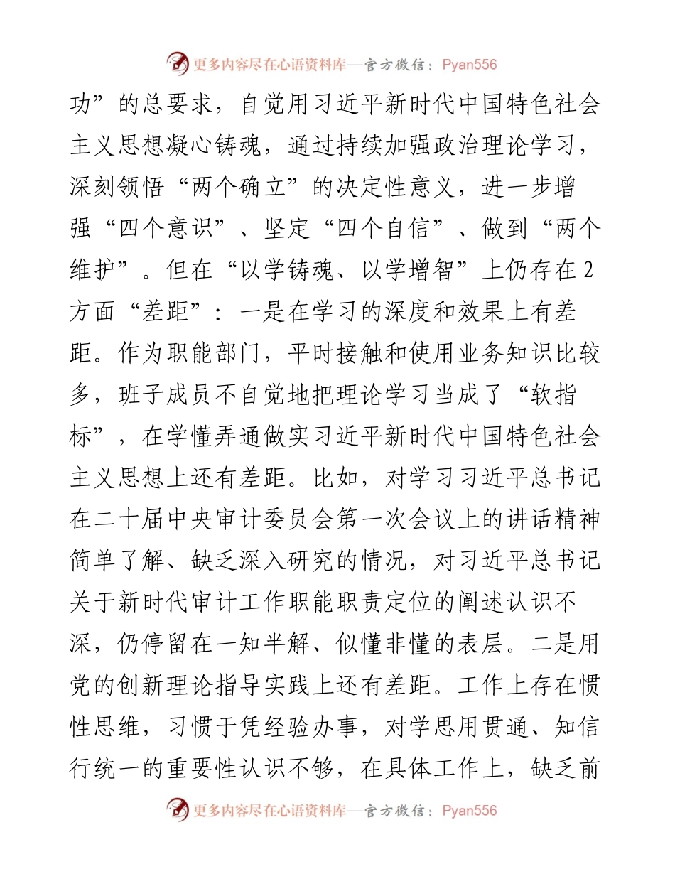 审计局党组主题教育民主生活会对照检查材料.docx_第2页