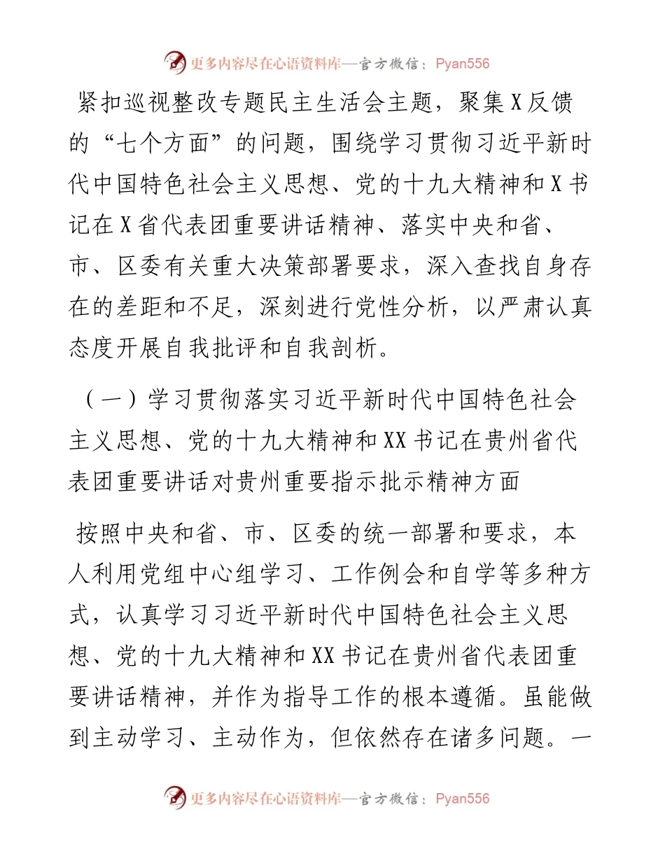巡视巡察专题民主生活会个人对照检查材料.docx_第2页