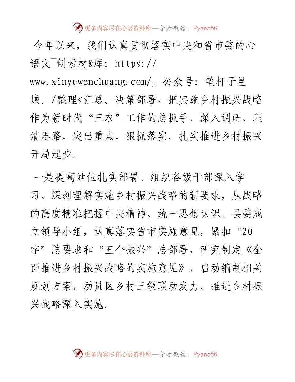 在实施乡村振兴战略座谈会上的发言.docx_第1页