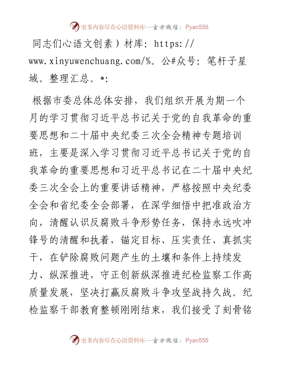 在学习贯彻习近平总书记关于党的自我革命的重要思想和二十届中央纪委三次全会精神专题培训班上的讲话提纲.docx_第1页
