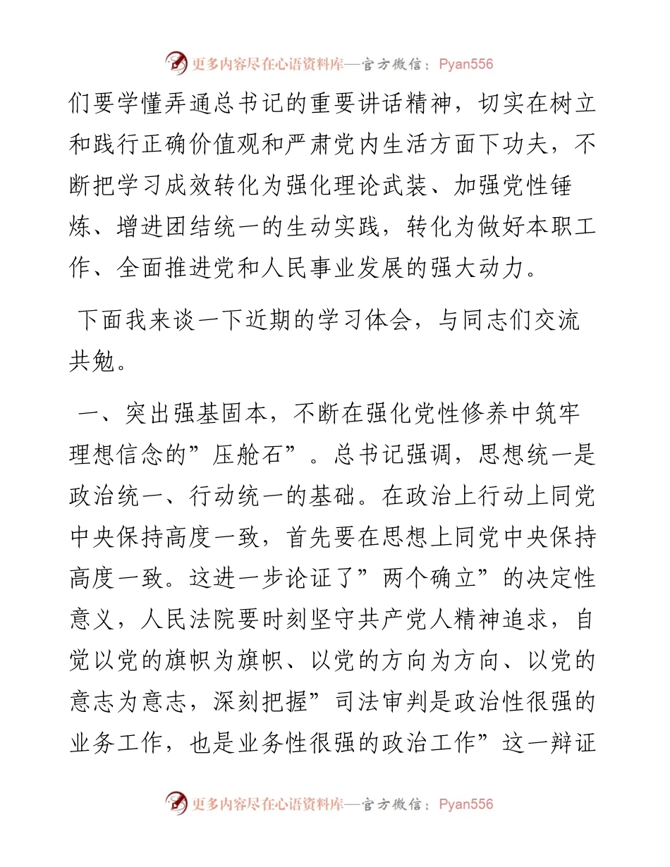 在理论中心组上关于严肃党内政治生活、牢固树立和践行正确政绩观的交流发言（法院）.docx_第2页