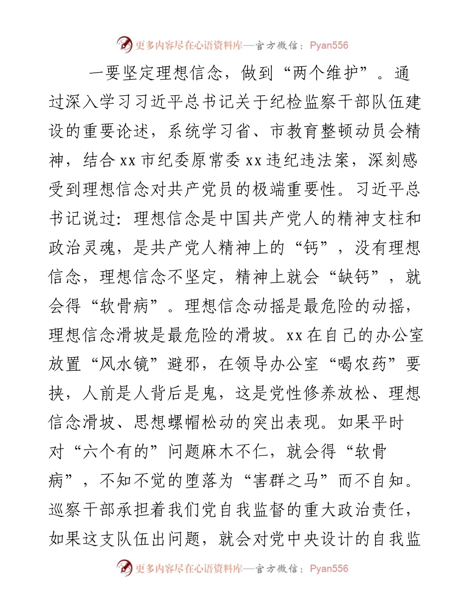 巡察干部关于纪检监察干部队伍教育整顿研讨发言材料.docx_第2页