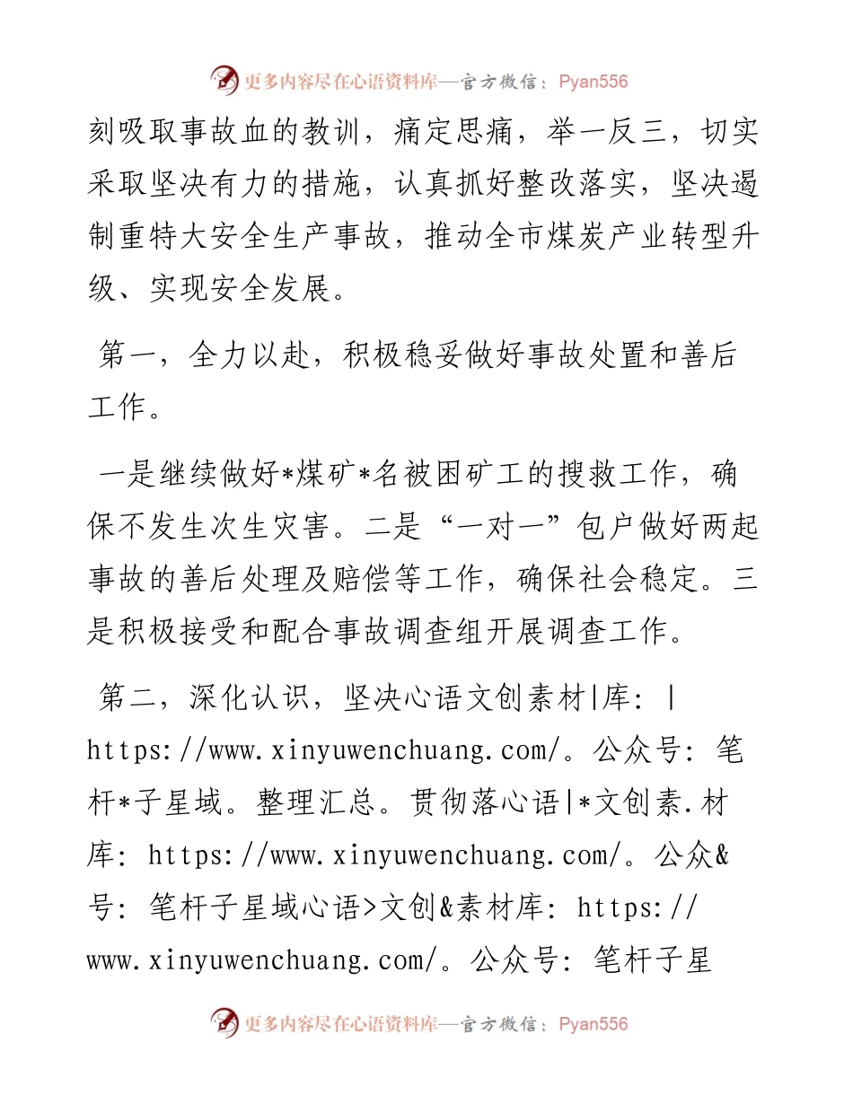 在煤矿安全生产煤炭产业转型发展工作会议上的表态发言.docx_第2页