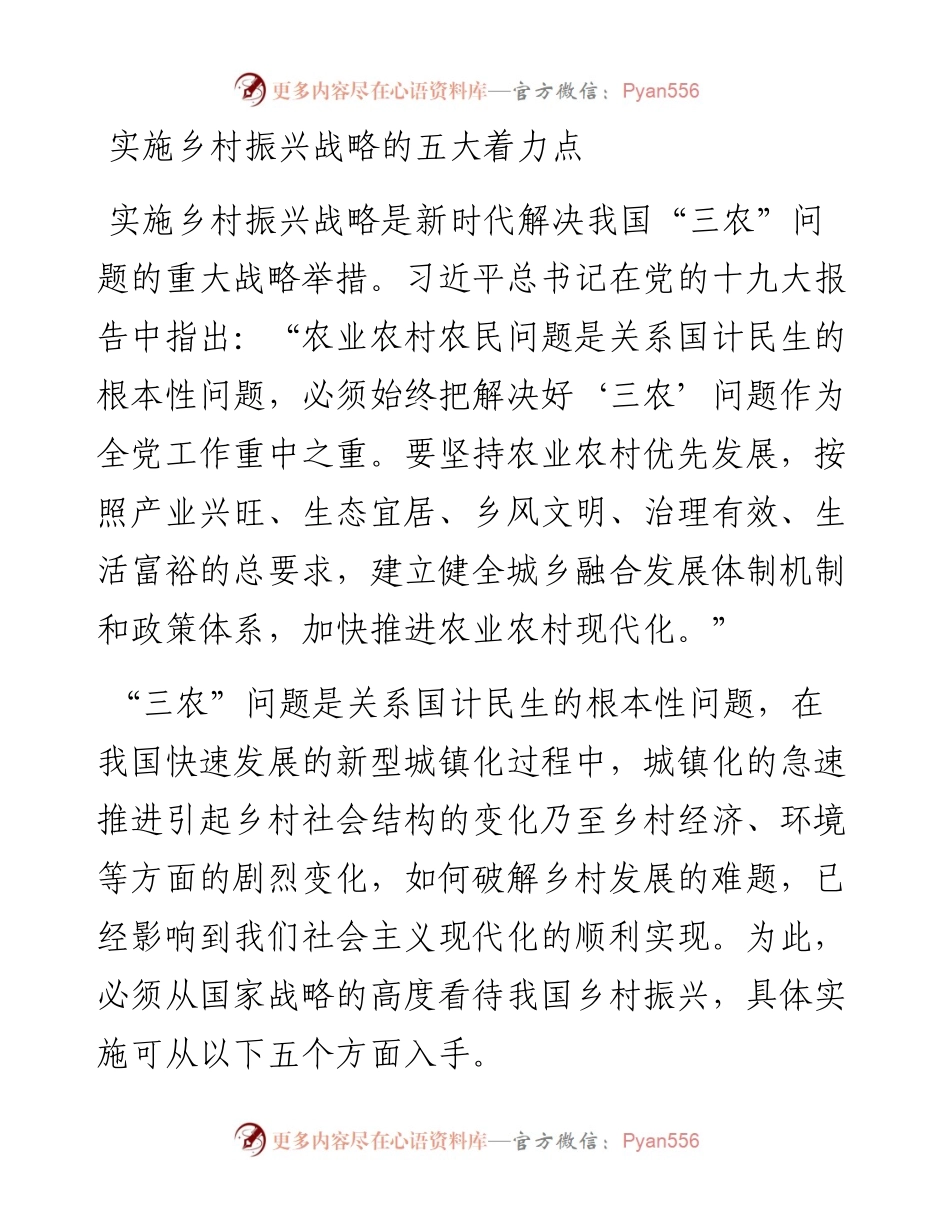 实施乡村振兴战略的五大着力点.docx_第1页