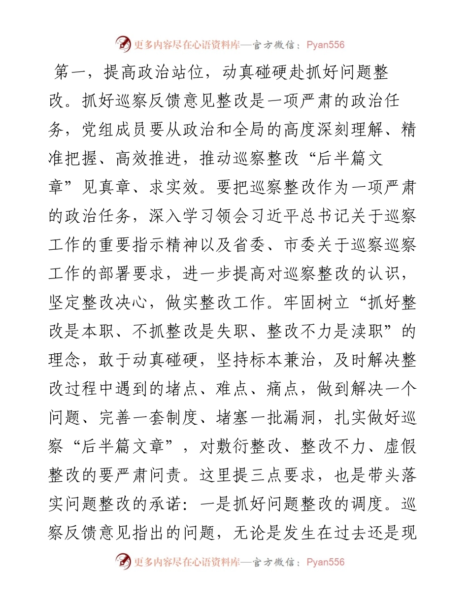 在巡察整改专题民主生活会上的讲话提纲.docx_第2页