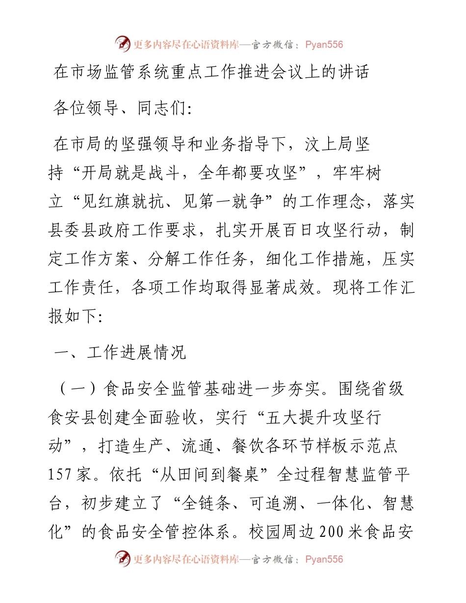 在市场监管系统重点工作推进会议上的讲话.docx_第1页
