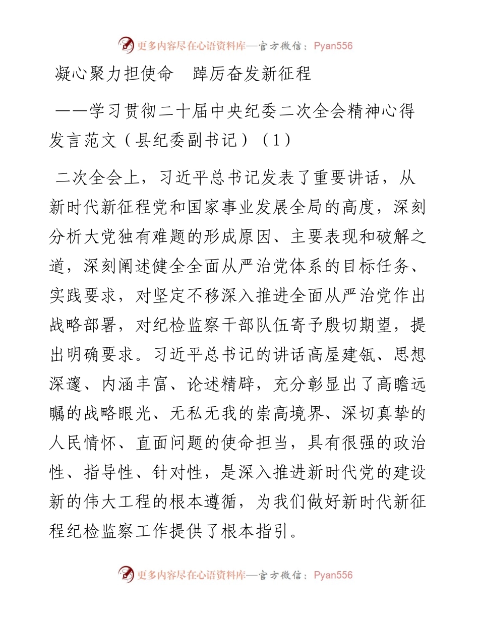 学习贯彻二十届中纪委二次全会精神研讨发言-6篇.docx_第1页