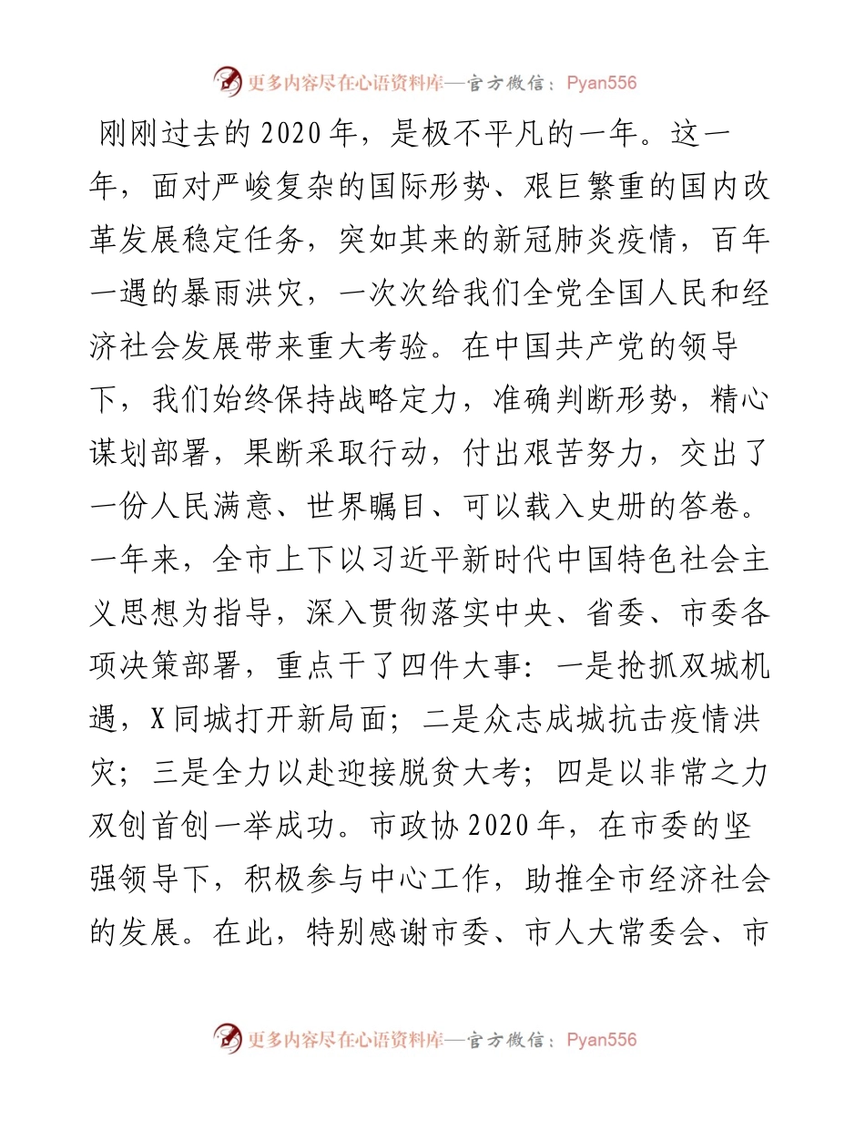 在市政协常委会议上的讲话.docx_第1页