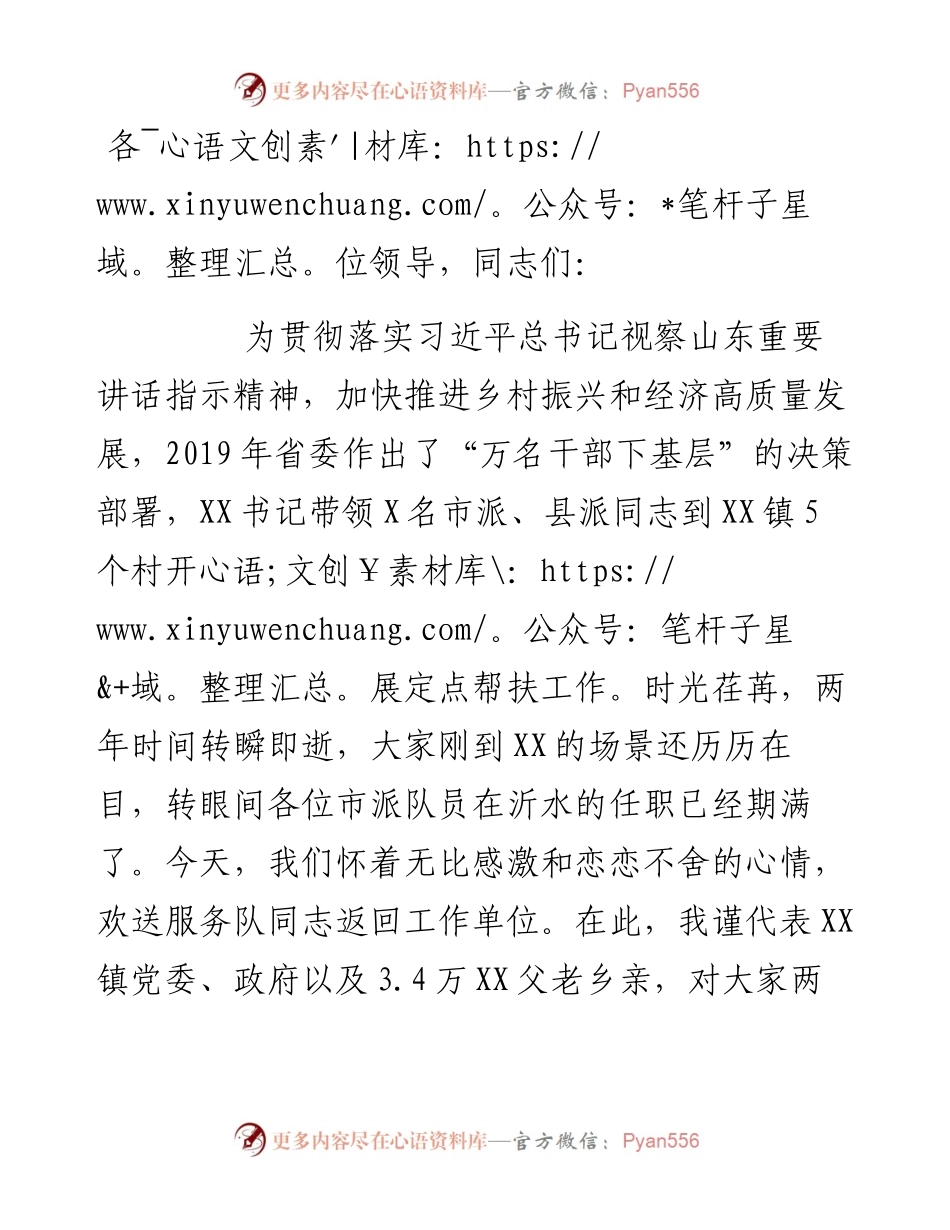 在市派乡村振兴服务队任职期满座谈会上的讲话.docx_第1页