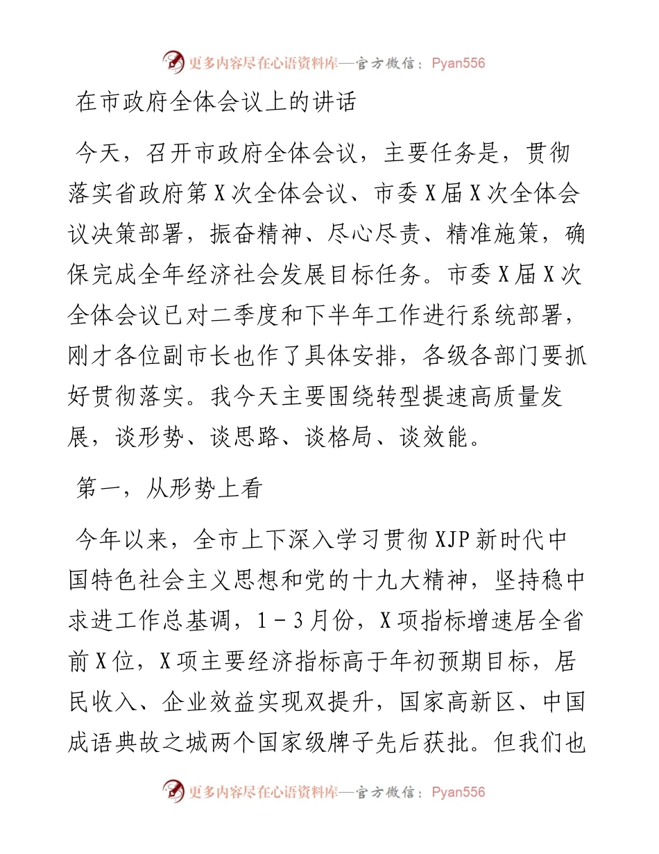 在市政府全体会议上的讲话_4.docx_第1页